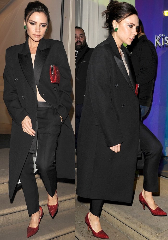 Victoria Beckham steps out in pieces from her ready-to-wear limited edition "Tuxedo" collection