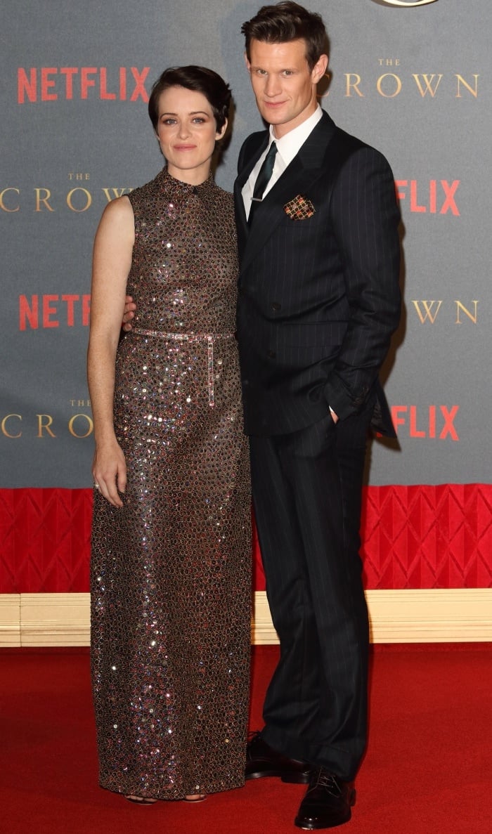 Claire Foy with Matt Smith at Netflix’s "The Crown" Season 2 world premiere