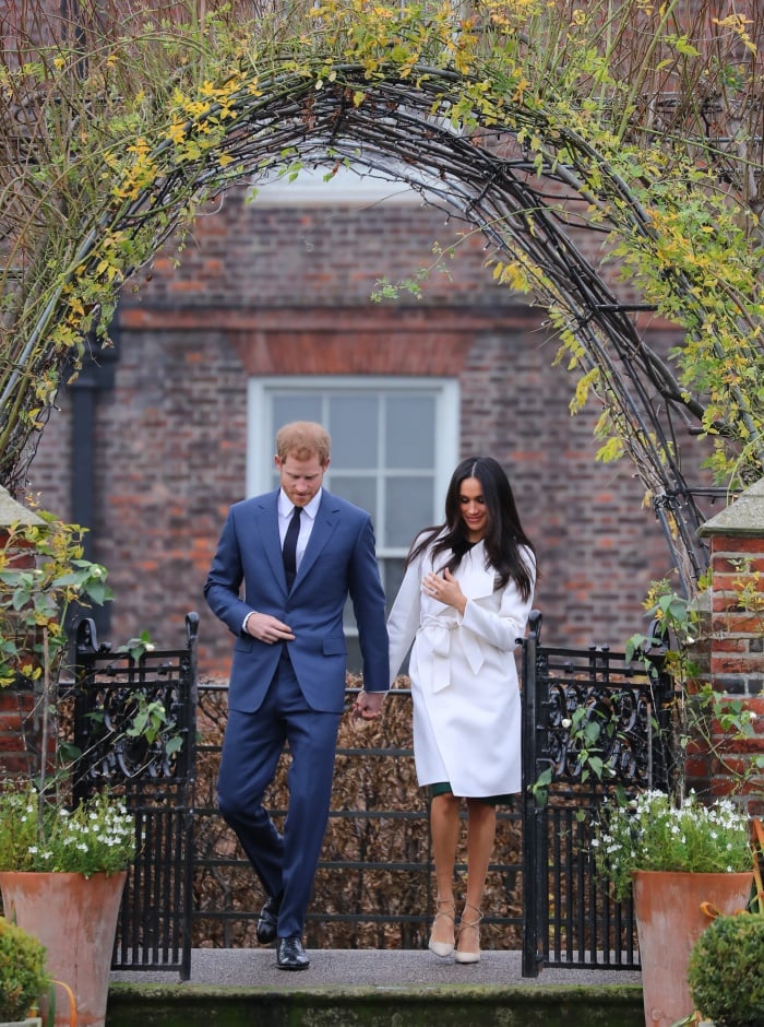 Prince Harry and Meghan Markle announcing their engagement during a photocall held at Kensington Palace in London