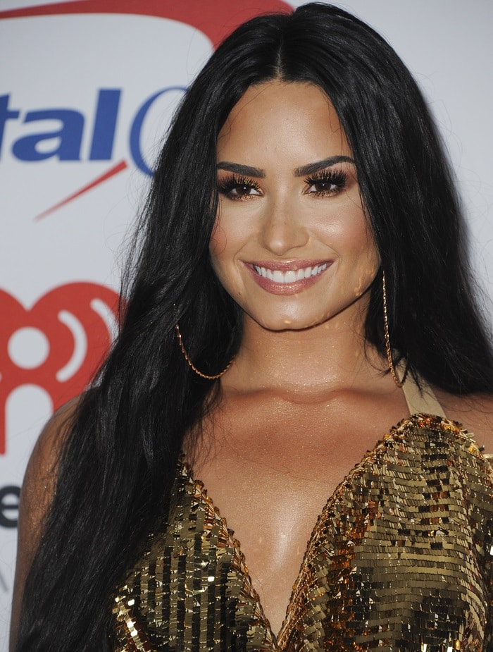 Demi Lovato's big gold hoop earrings