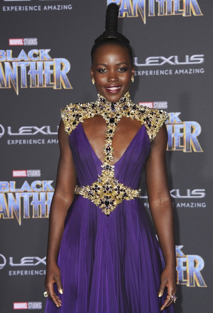Lupita Nyong’o's Atelier Versace purple embellished gown