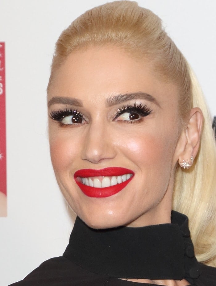 Gwen Stefani showed off her festive flair while hosting the celebrations at Westfield London’s Christmas lighting in London, England, on November 30, 2017