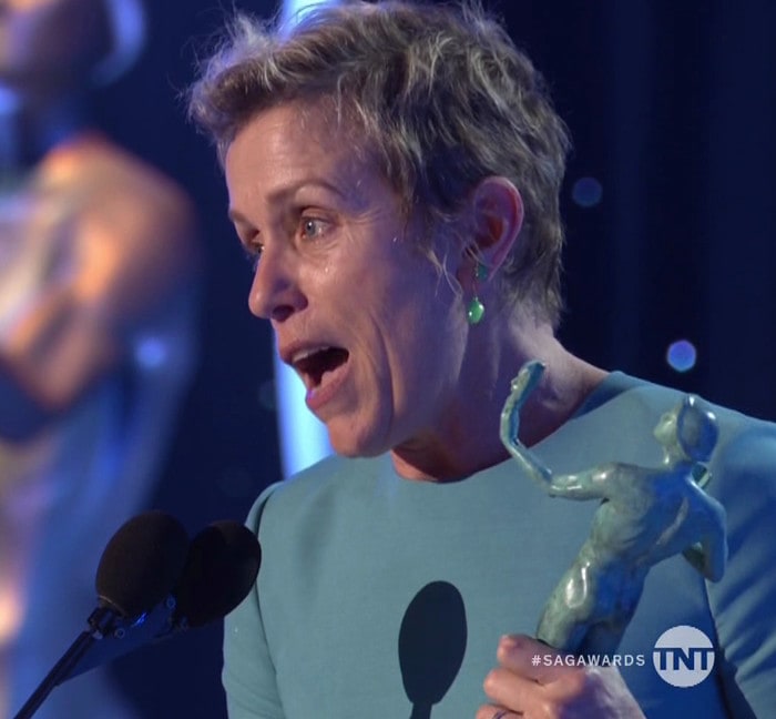 Frances McDormand accepts her award for Outstanding Performance by a Female Actor in a Leading Role
