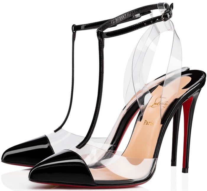 Christian Louboutin Nosy 100 patent-leather and PVC T-bar pumps