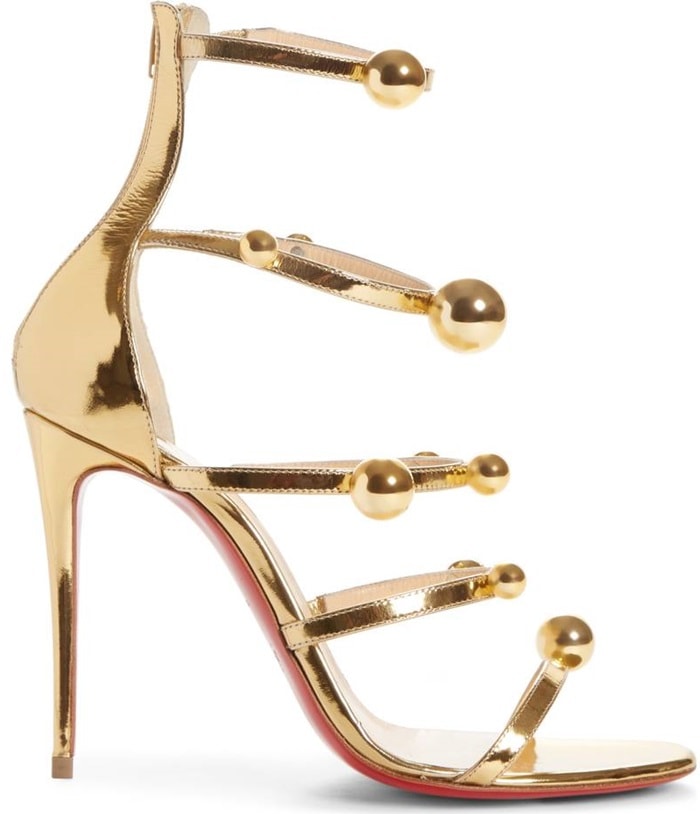 Christian Louboutin 'Atonana' Ornament Sandals in Gold Patent Leather