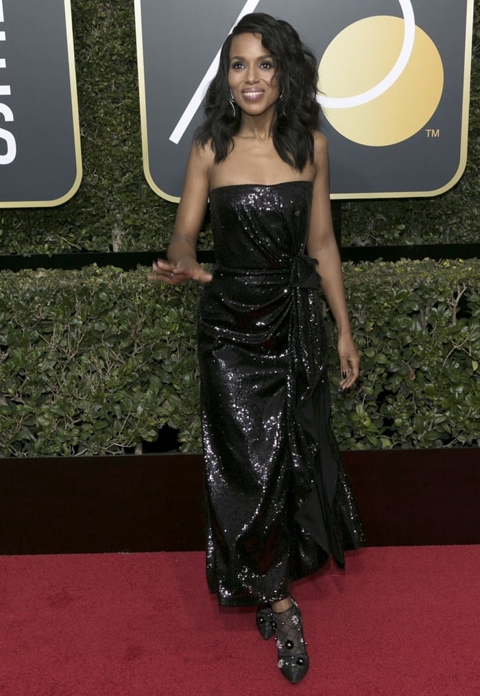 Kerry Washington wearing a Prabal Gurung gown at the 2018 Golden Globe Awards held at the Beverly Hilton Hotel in Beverly Hills, California, on January 7, 2018