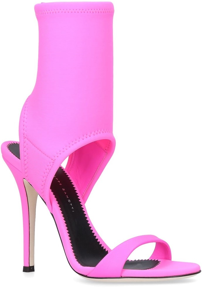 Pink neoprene open-toe 'Agnes' boots