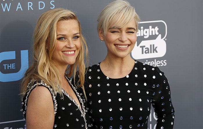 Reese poses with "Game of Thrones" star Emilia Clarke