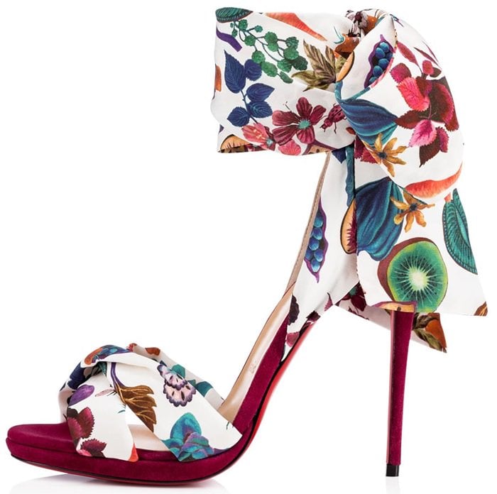 Christian Louboutin's Scarf-Inspired 'Tres Frais' Colorful Crepe Satin/Lurex Sandals
