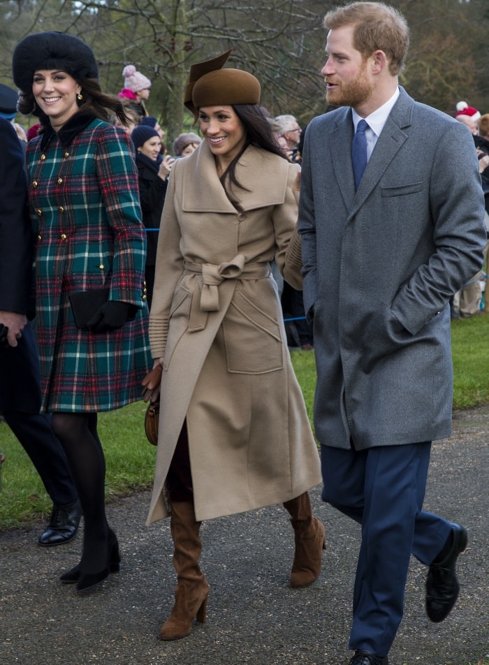 The British royal family attending Christmas Day church service at the Church of St. Mary Magdalene at Sandringham, England