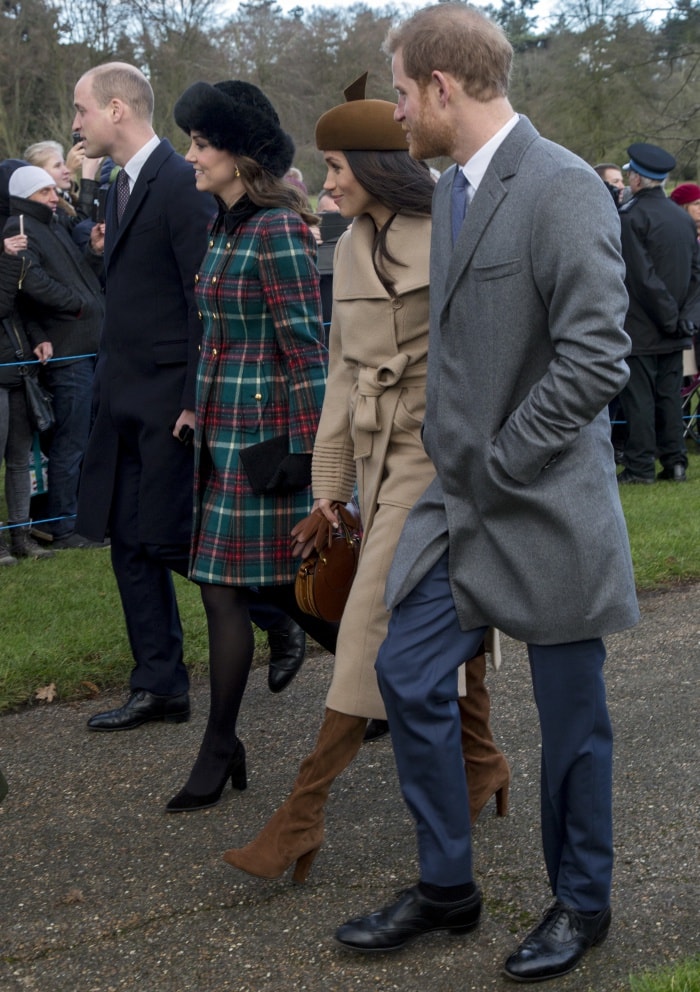 The British royal family attending Christmas Day church service at the Church of St. Mary Magdalene at Sandringham, England
