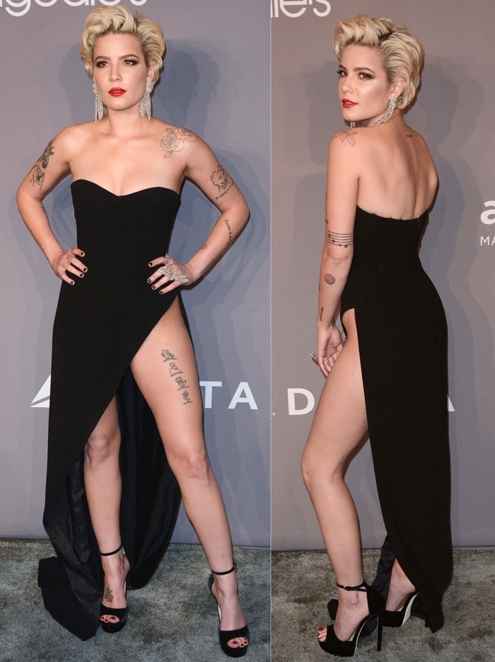 Halsey sporting a sexy look at the 2018 amfAR Gala at Cipriani Wall Street in New York City on February 7, 2018