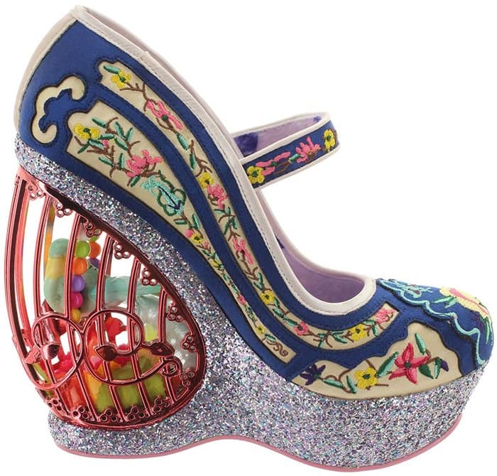 Irregular Choice 'Ava's Aviary' Floral Embroidered Wedge