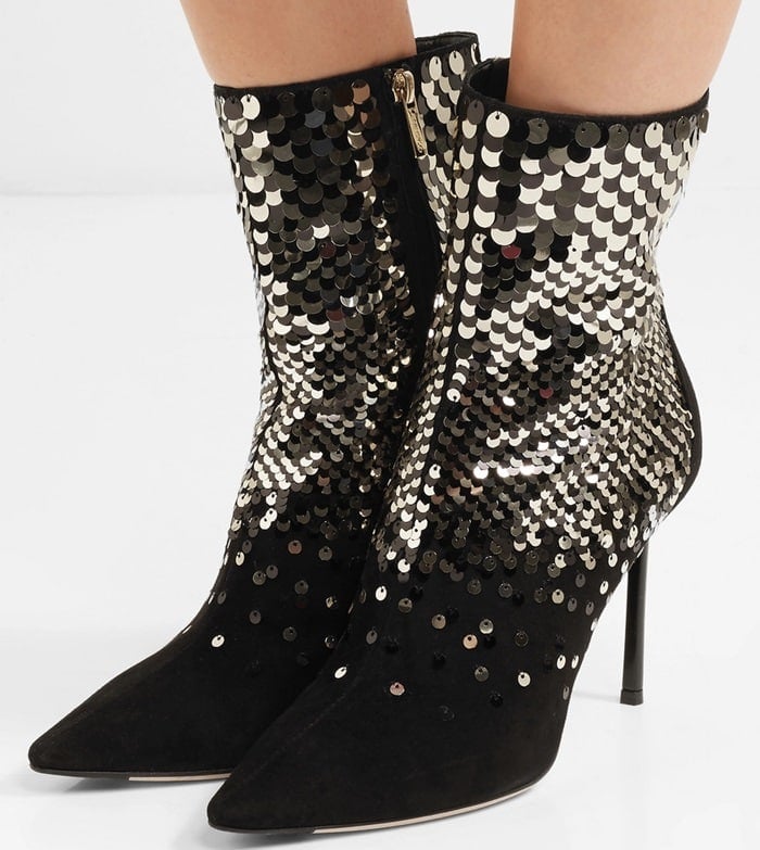 Embellished suede ankle boots