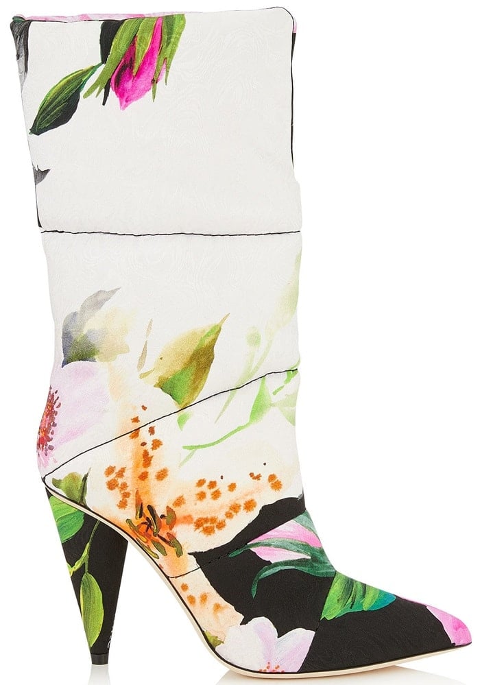 Jimmy Choo + Off-White 'Sara' 100 floral jacquard boots