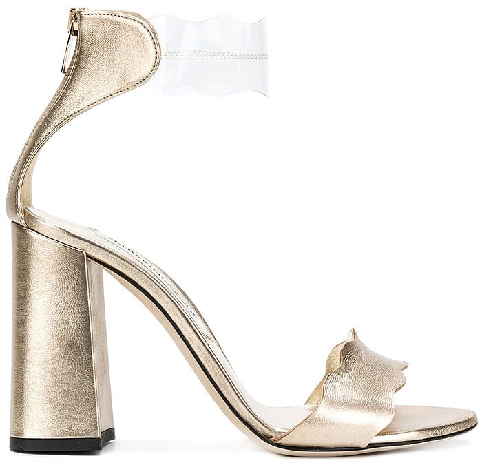 Metallic gold Marskinryyppy 'Piwi' sandals with PVC only on the ankle straps.