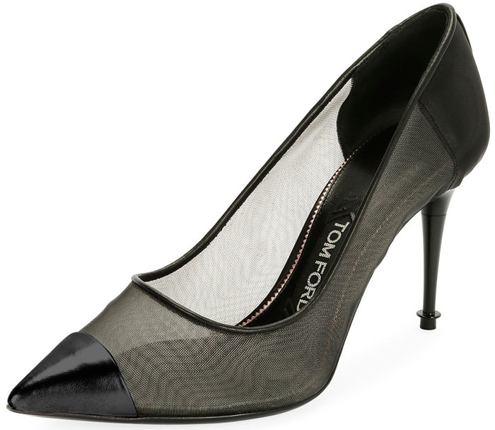 Tom Ford Pointed Mixed Mesh 85mm Pump