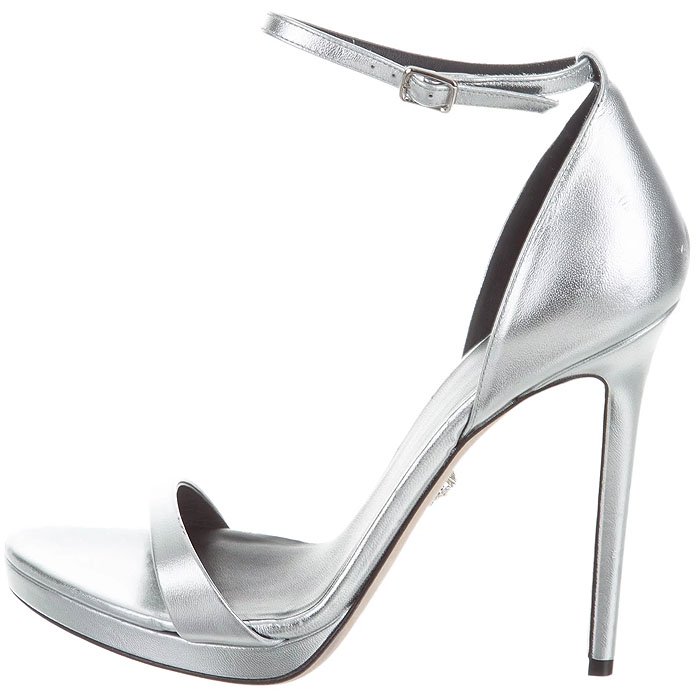 Versace Ankle-Strap Sandals in Metallic Silver