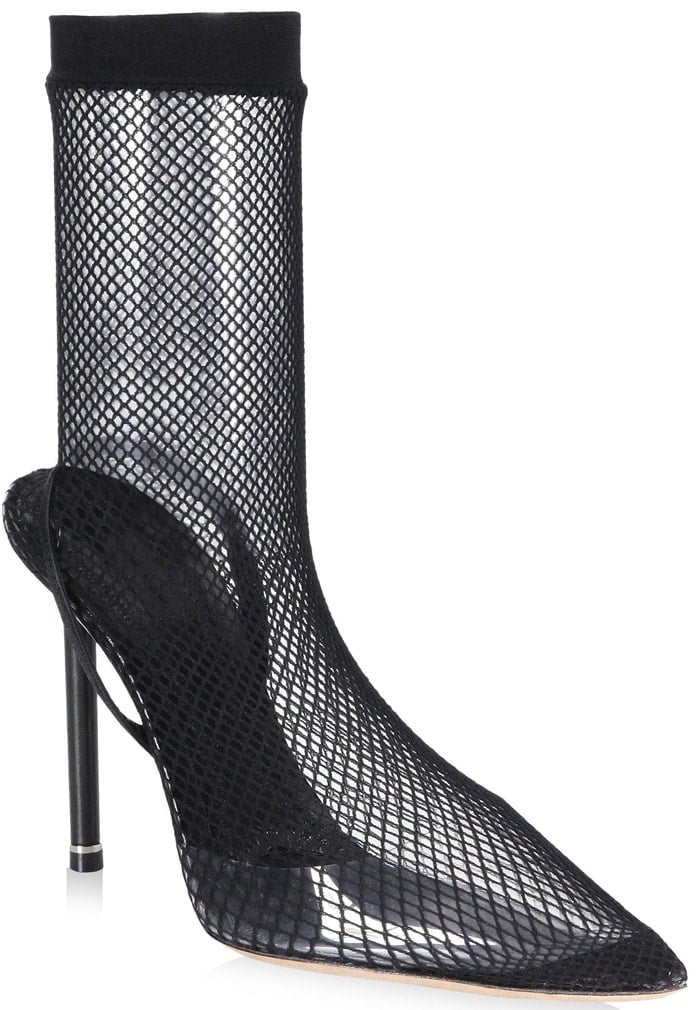 They feature a clear PVC toe box and slender leather-covered stiletto heel