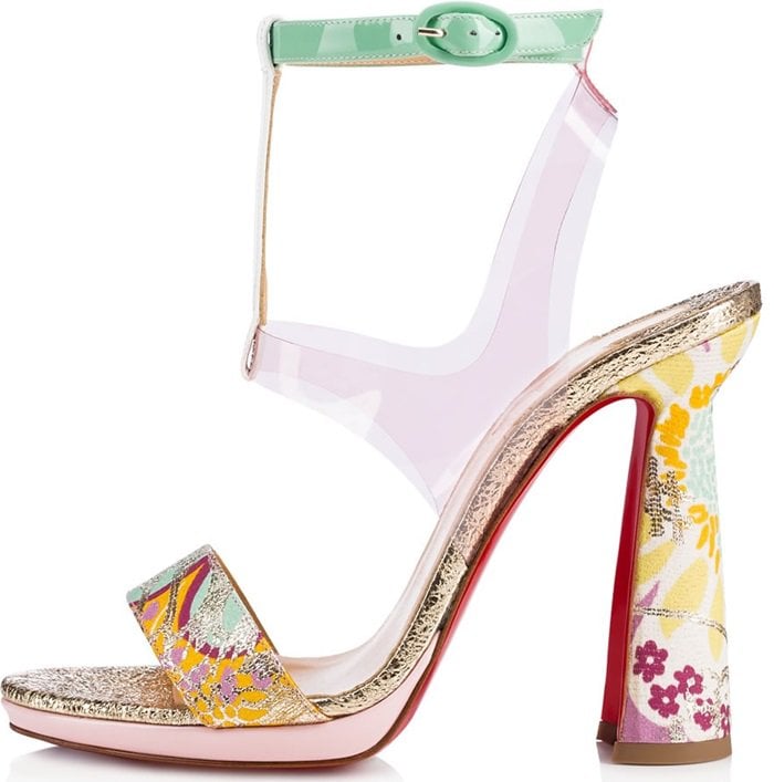 Indulge your creative side this season in these vibrant multicolor floral print adorns sandals