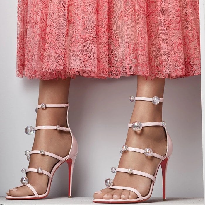Christian Louboutin patent leather sandal with ball-stud trim