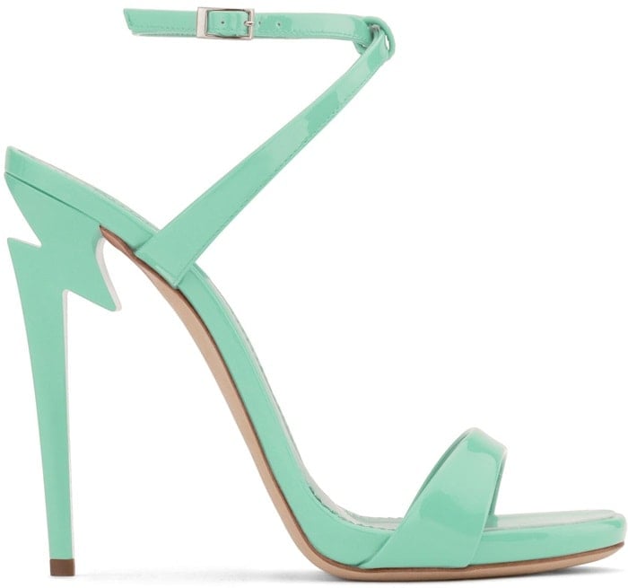 Green patent leather 'G Heel' sandal with 'sculpted' heel