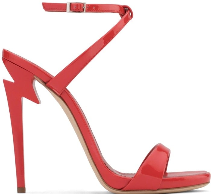 Red patent leather 'G Heel' sandal with 'sculpted' heel