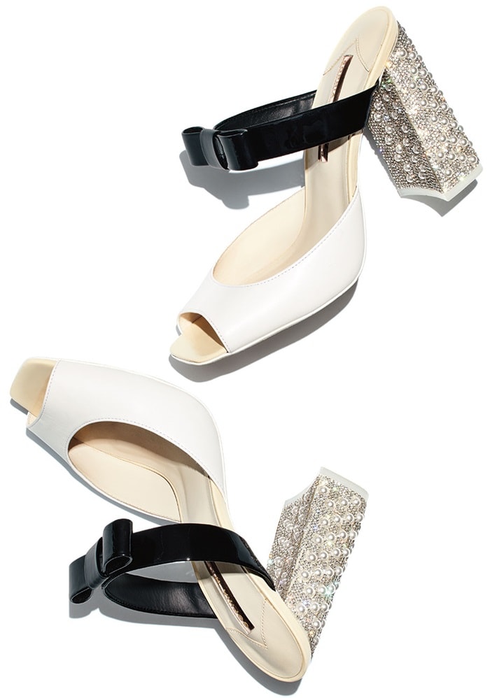 Sophia Webster two-tone mule in calf and patent leather