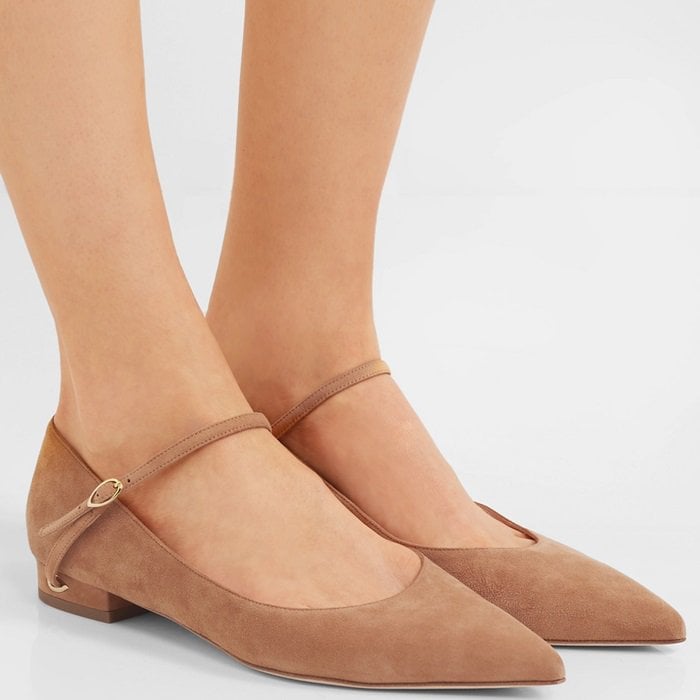 Sand suede 'Lorenzo' suede point-toe flats