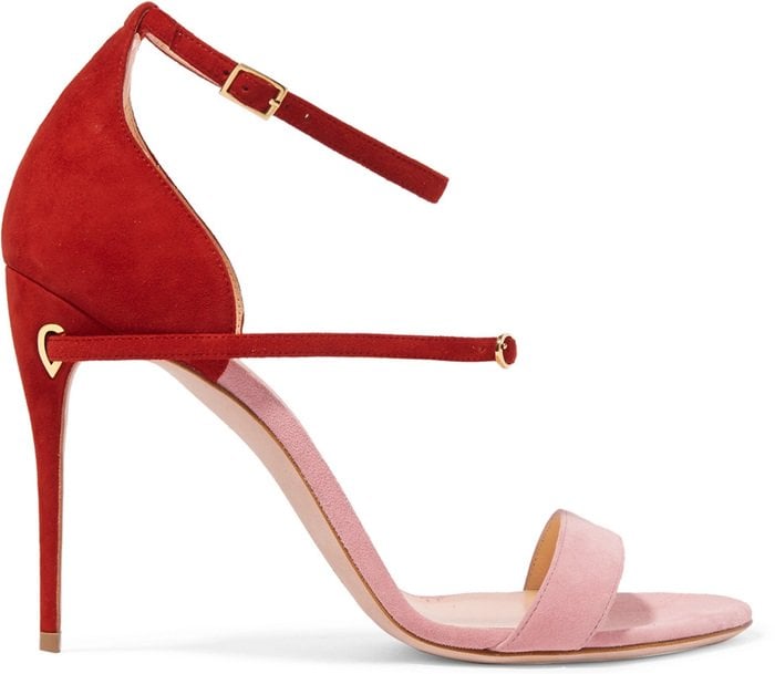 Pink and red 'Roland' two-tone suede sandals