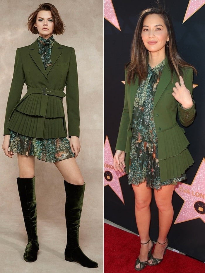 Olivia Munn looked cute in a look from Alberta Ferretti's Pre-Fall 2018 collection