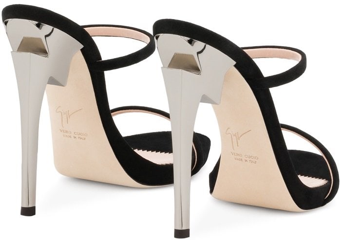Black suede 'G Heel' mule with sculpted heel