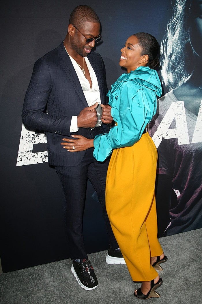 Gabrielle Union joined by husband Dwyane Wade at the premiere of her movie "Breaking In."
