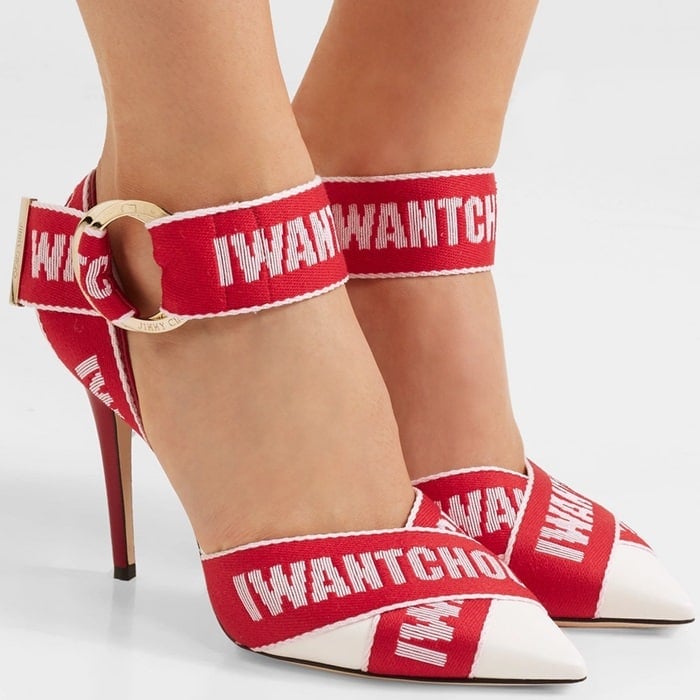 Red and White 'Bea' Leather Pumps