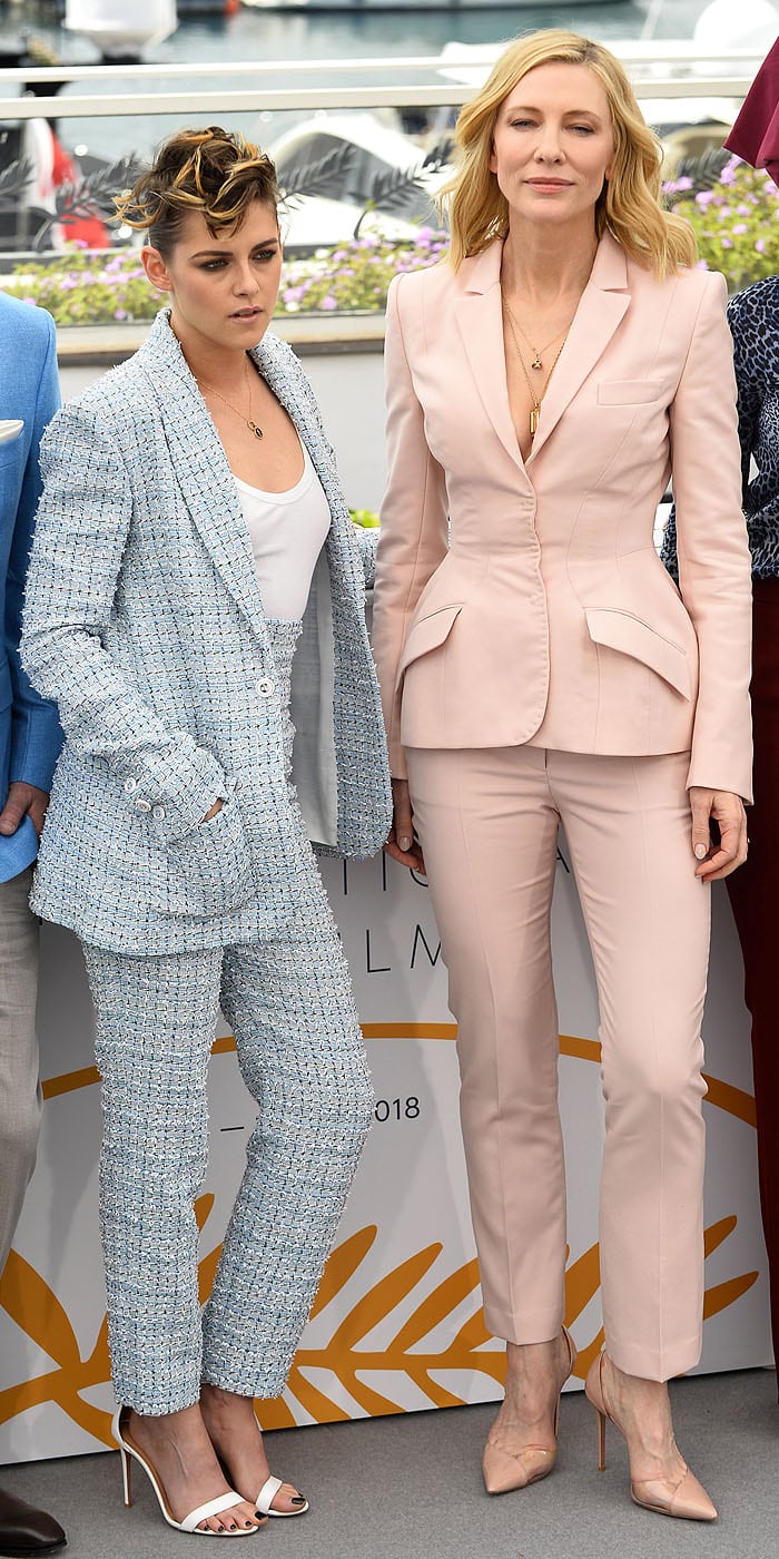 Kristen Stewart and Cate Blanchett at photo call for juries held during the 2018 Cannes Film Festival in Cannes, France, on May 8, 2018.