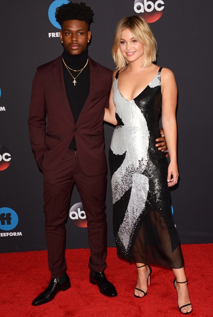 Olivia Holt and Aubrey Joseph at the 2018 ABC Freeform Upfronts held at Tavern On The Green in New York City on May 15, 2018