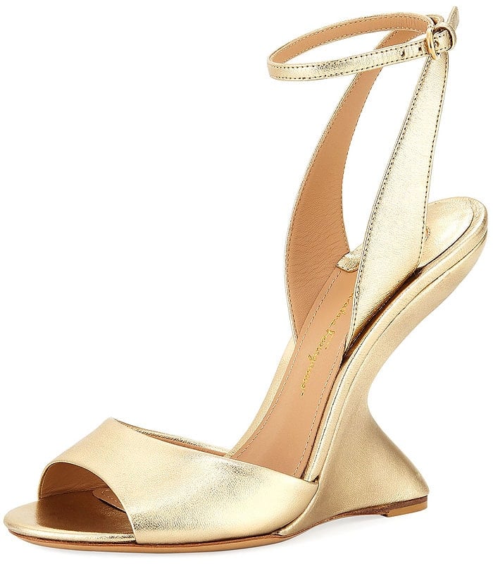 Salvatore Ferragamo 'Arsina' curved-wedge sandals gold