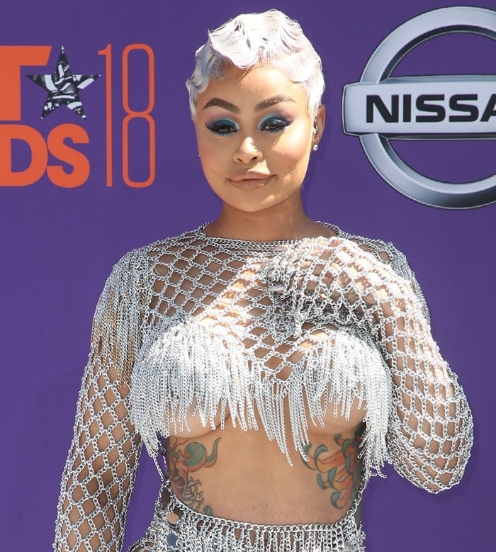 Blac Chyna with a silver, finger-waved pixie cut