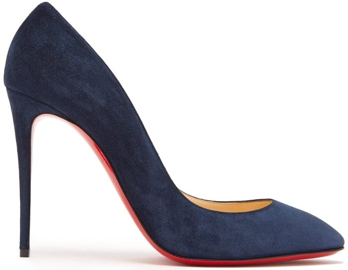 The elegant almond toe of these navy Eloise pumps by Christian Louboutin makes them a flattering choice that will be equally well-suited to the office as they are to evening events