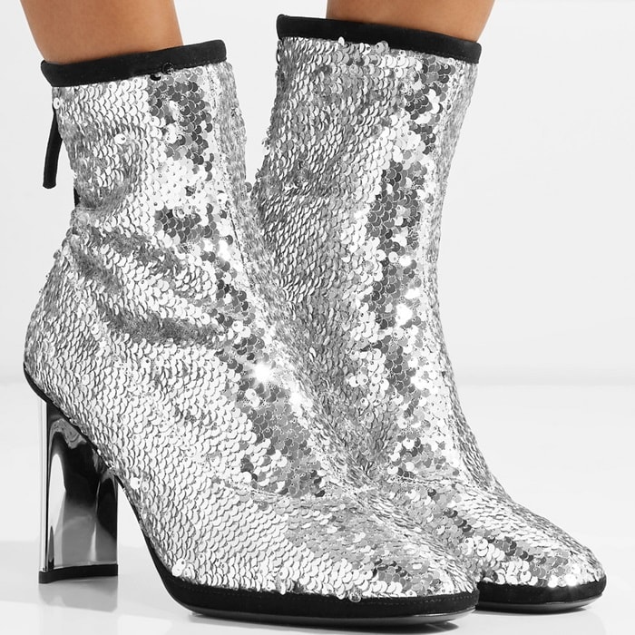 GIUSEPPE ZANOTTI Luce suede-trimmed sequined tulle ankle boots