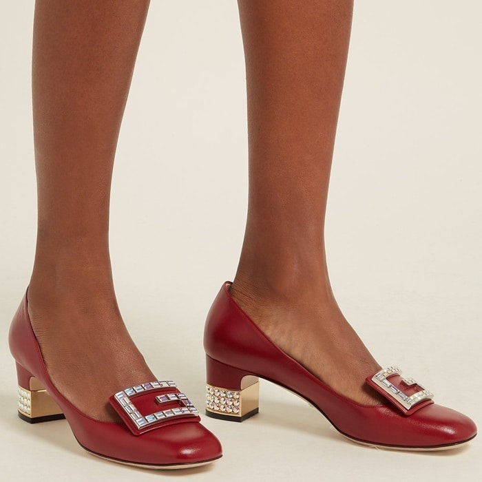 Gucci's red leather Madelyn pumps bring back the classic high-tongued shape in a contemporary rendition.