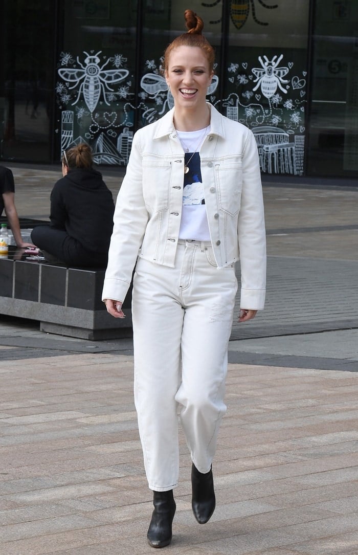 Jess Glynne spotted at the BBC Studios in at MediaCityUK after appearing on BBC Breakfast in Manchester on June 1, 2018