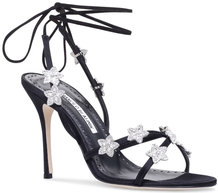 Manolo Blahnik Satin Crystal Star Detail 'Osaka' Sandals
