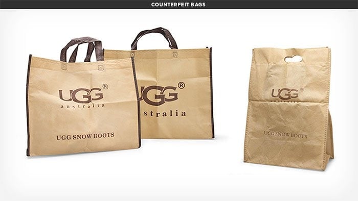 Examples of counterfeit UGG bags