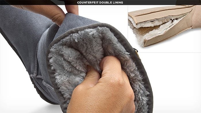 The sheepskin used in fake UGG boots is usually of lesser quality material