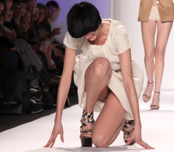 Supermodel Agyness Deyn once took a tumble on the catwalk while wearing 7-inch Burberry heels
