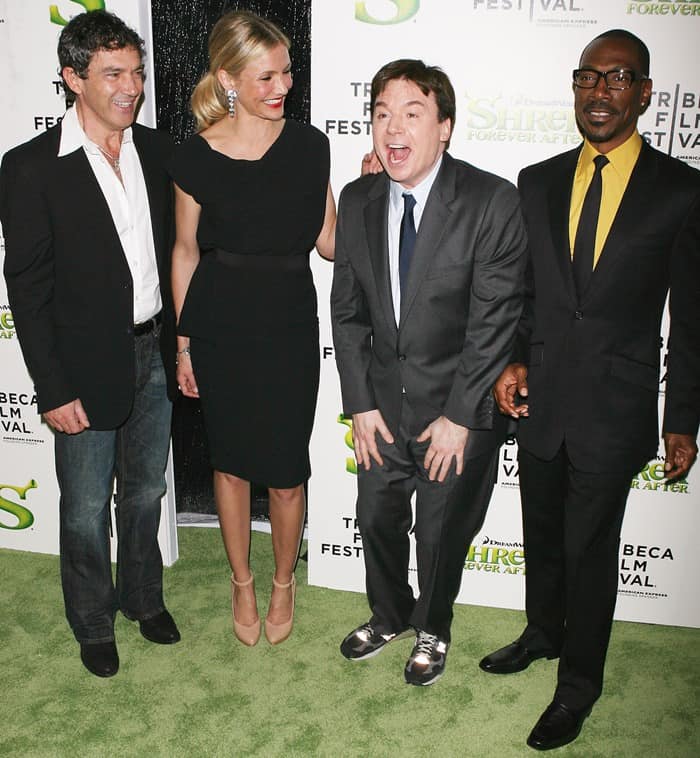 Antonio Banderas, Cameron Diaz, Mike Myers, and Eddie Murphy at the premiere of 'Shrek Forever After'