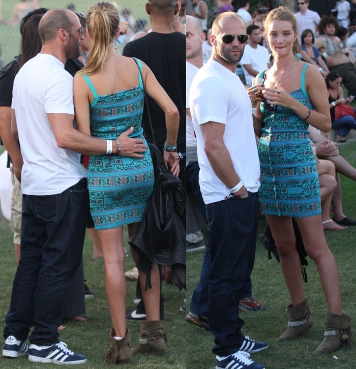 Jason Statham and Lingerie Model Girlfriend Cozy it Up at Coachella