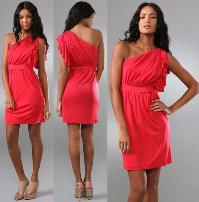 Laila Azhar One Shoulder Cascade Dress