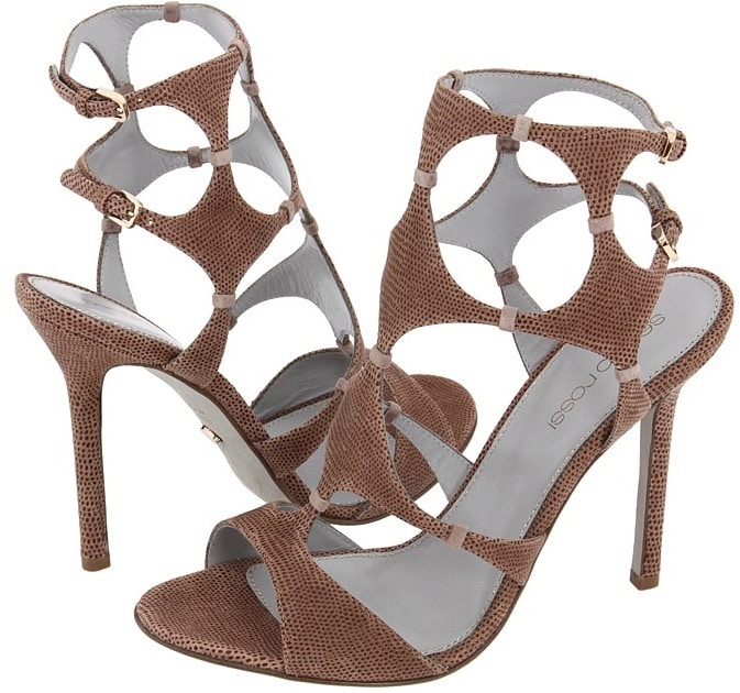 Sergio Rossi Lizard-Embossed Cutout Sandals